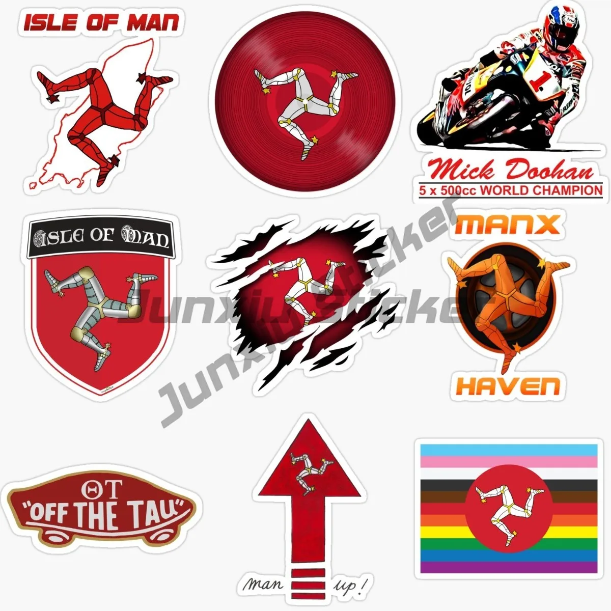 Фото Наклейка на окно/бампер Isle of Man TT Isle of Men Three Legged Motorcycle Sticker, виниловая самоклеящаяся наклейка для гоночных автомобилей №2