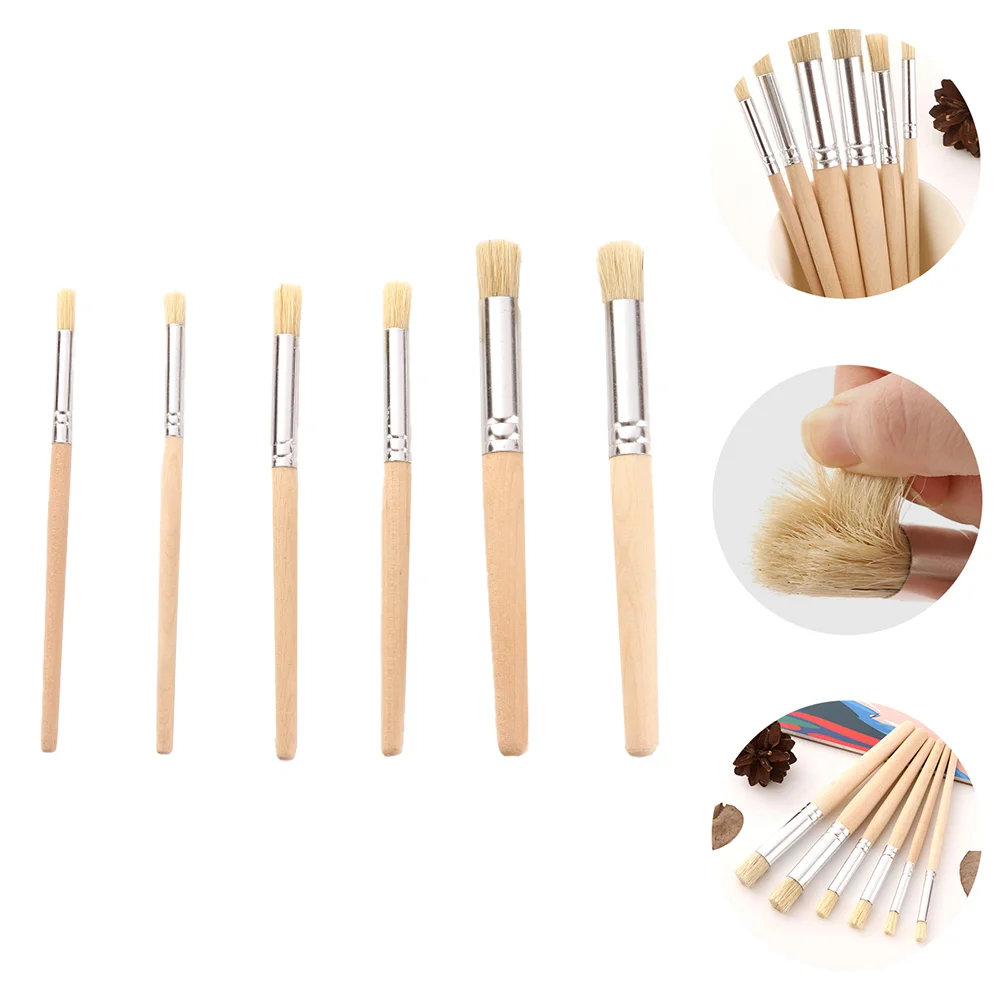 

6Pcs Brushes Fine Portable Safe Oil Painting Brushes Gouache Brushes for Children
