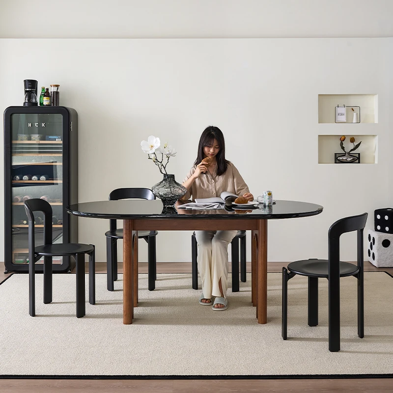 Деревянные скандинавские обеденные столы Овальные для гостиной кофейный дизайн