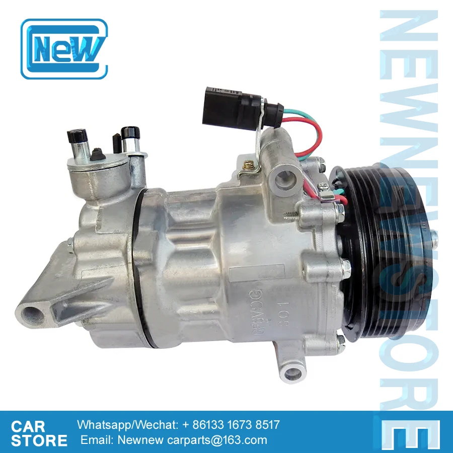 Фото SD6V12 Компрессор кондиционера переменного тока для VW Polo Derby Vento-IND SKODA FABIA RAPID 6R0820803A 6RF820803A 6RF820803B 6RF820803 №1