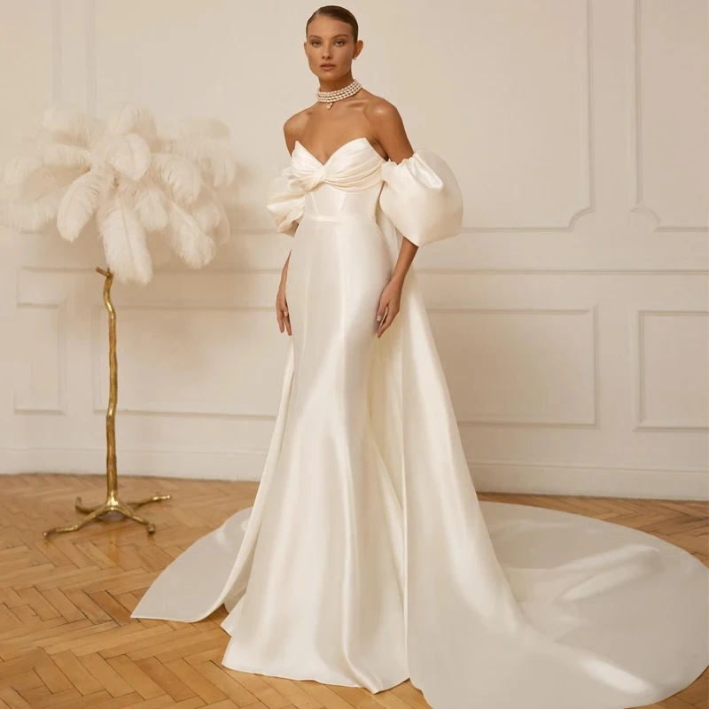 Женское свадебное платье-Русалка It's yiiya Белое Атласное платье без рукавов с