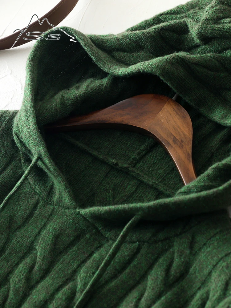 Красивый этот витой цветок ~ кашемировый свитер женский с капюшоном 00 утолщенная