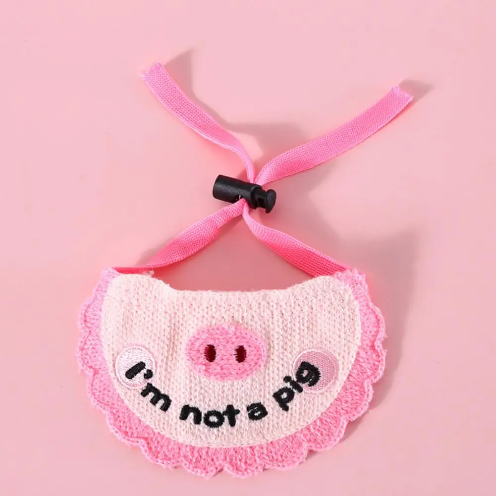 Cartoon Cat Bandana 1 Set Stylish Super Soft Pink Color Pig Pet Bib Saliva Towel with Headgear Supplies |