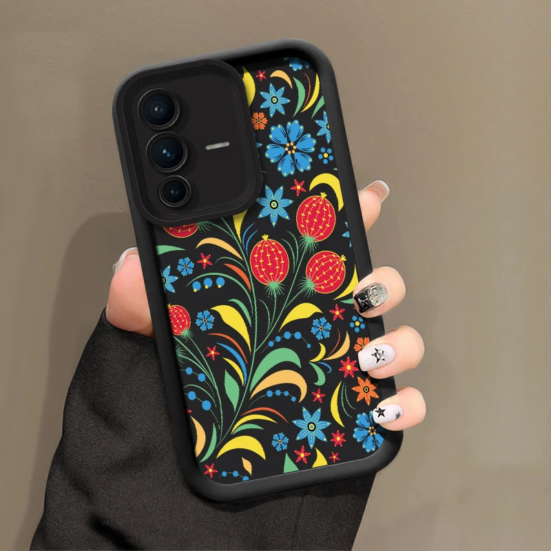 Фото Чехол для телефона с цветочным принтом для Vivo V70 FE V60 Lite V50 V40 Pro V27 V25 V23 V20 V21 V30 SE V30E V29E, противоударный силиконовый матовый чехол №4