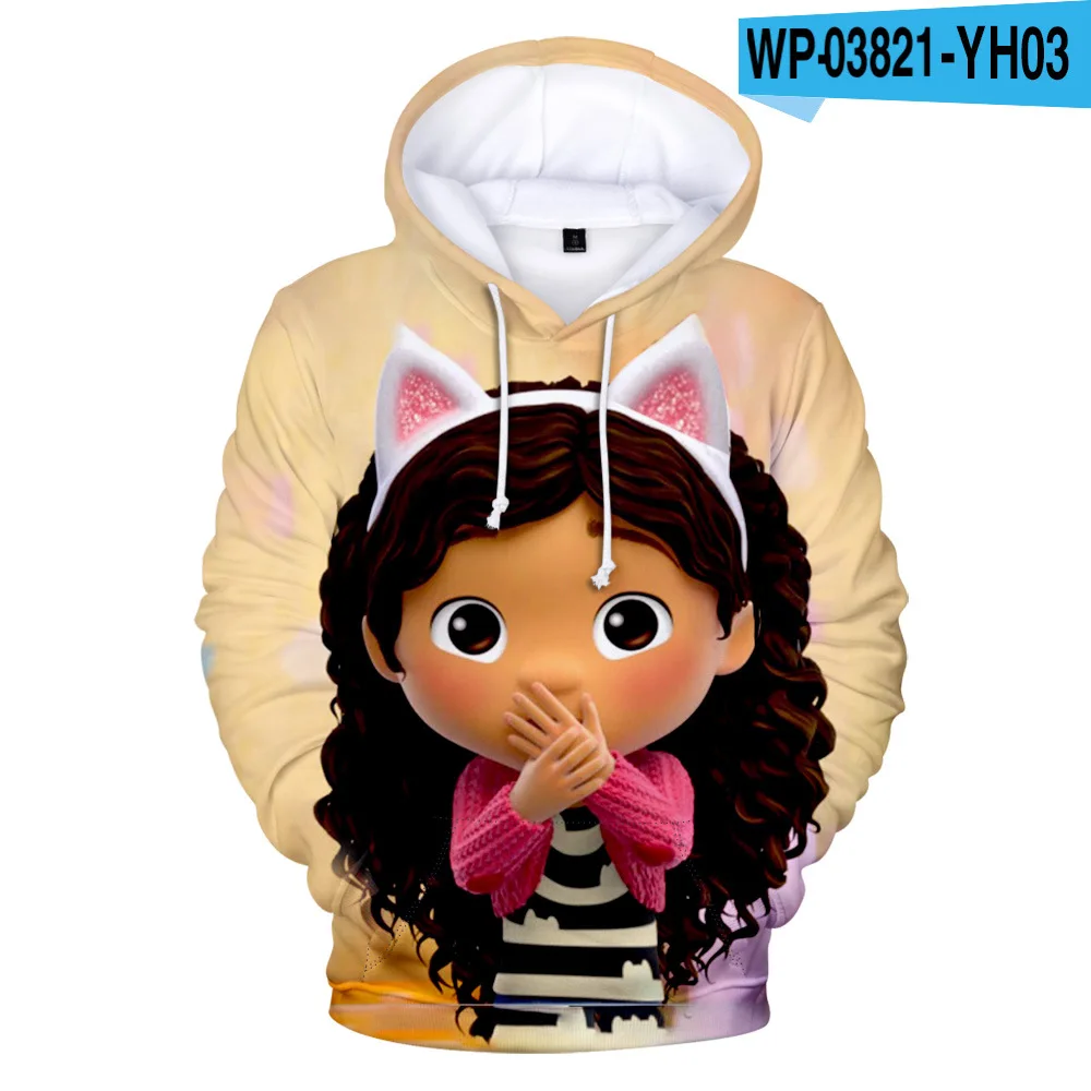 3-20Y Kids Gabbys Dollhouse Clothes Baby Boys 3d Colorful Print Sweatshirt Children Cartoon hoodie Teenager Girls Hip Hop Outfit