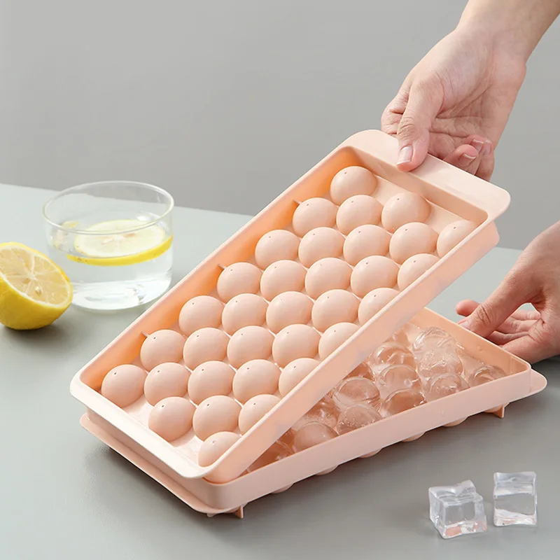 

18/33Grid Round Ice Mould Ice Cube Tray Iceball Maker PP Plastic Mold for Whiskey Cold Drinks Kitchen Gadgets DIY Icecream Mould