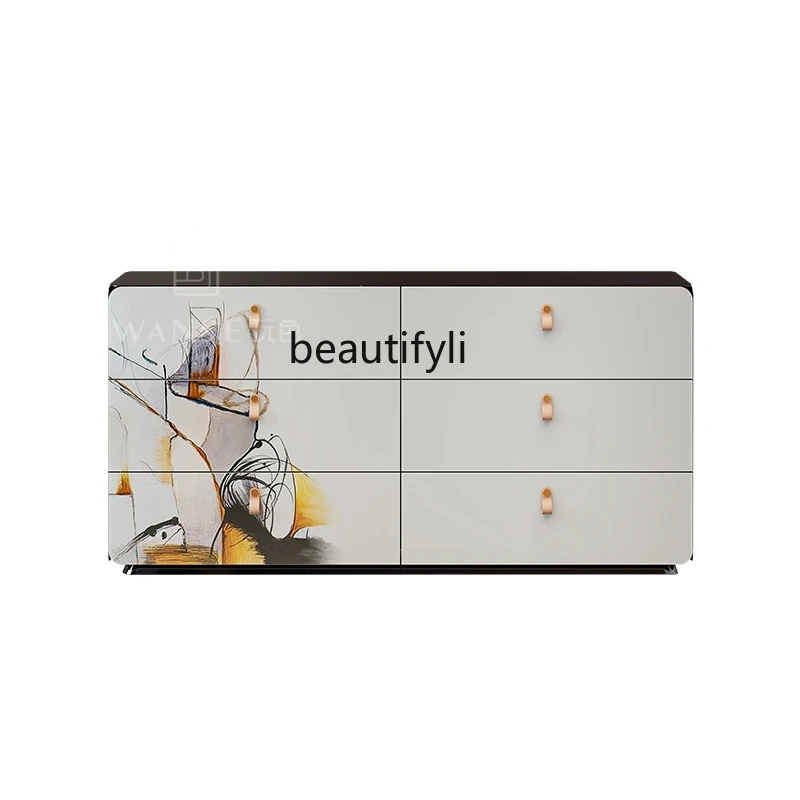 

zq Hand-Painted Decorative Storage Chest of Drawers High-End Storage Cabinet Light Luxury TV Cabinet Living Room Bedroom Cabinet