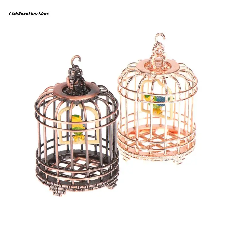 

Micro Landscape Dollhouse Miniature Furniture Metal Bird Cage For Dollhouse Decor Dollhouse Birdcage Home Decoration