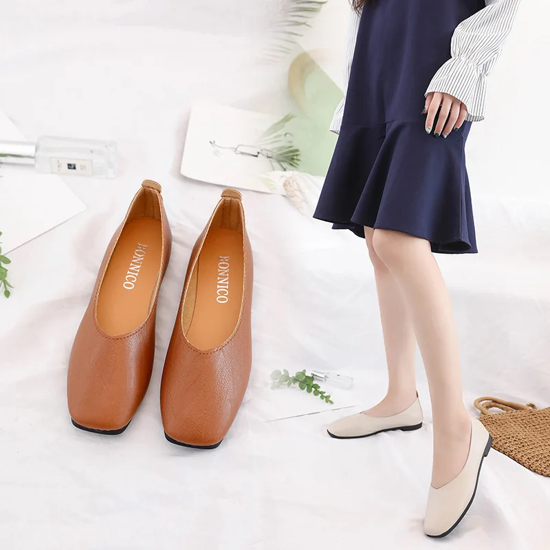 

factory customized Ladies square toes flat ballerina shoes for women
