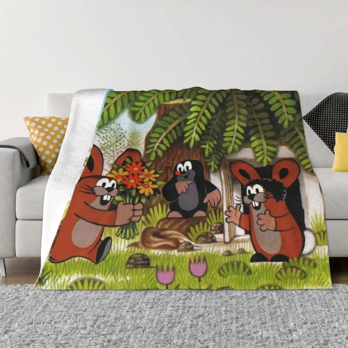 Одеяло в стиле аниме Krtek Фланелевое ультрамягкое покрывало для домашнего