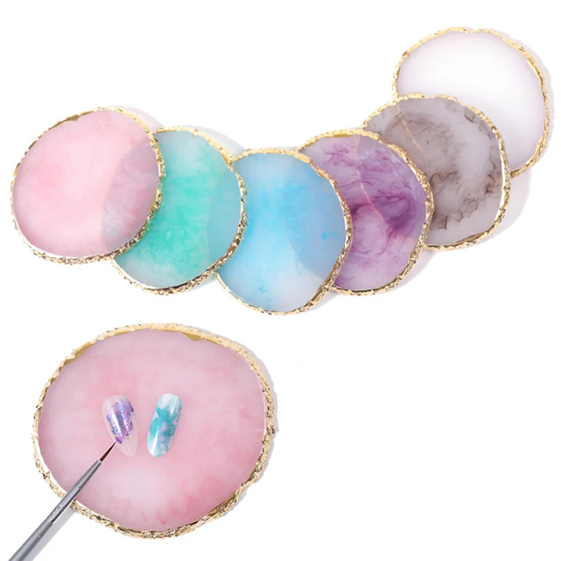 Палитра из круглого агата и смолы для дизайна ногтей накладные ногти палитра