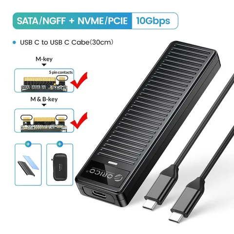 ORICO M.2 NVMe SSD корпус 10 Гбит/с USB3.2 Gen2 M2 SSD корпус Чехол Коробка простой дизайн для NVMe инструмент SATA-Бесплатная поддержка UASP