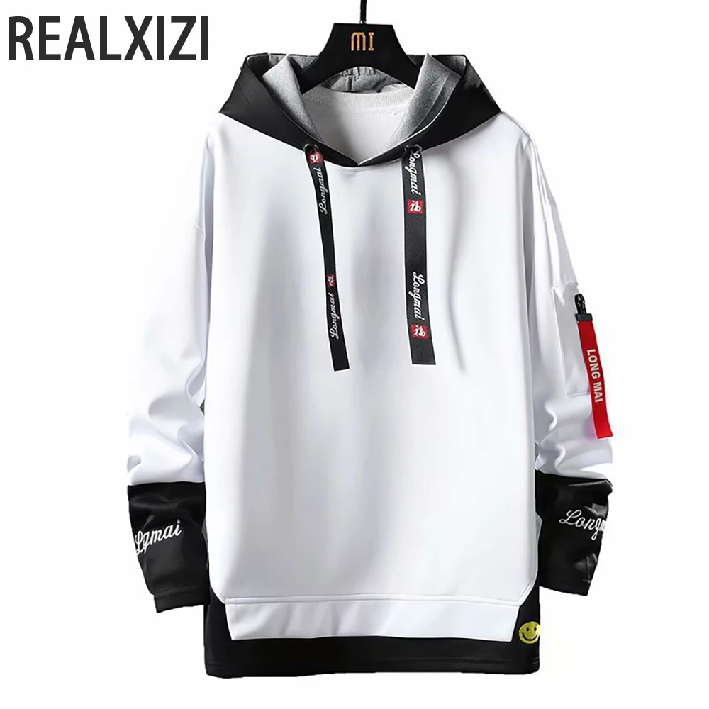 

Men Sweater Fake Two-piece Hoodie Street Trend Hooded Long-sleeved Shirt Korean Version Solid Color Pullover Spring and Autumn