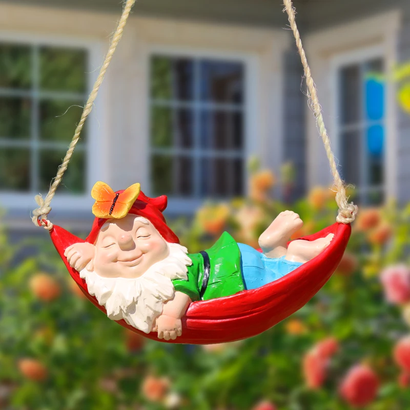 

Имитация смолы карликовый мультфильм подвеска эльф качели планшетов планшетофон креативное ландшафтное украшение сада фигурки