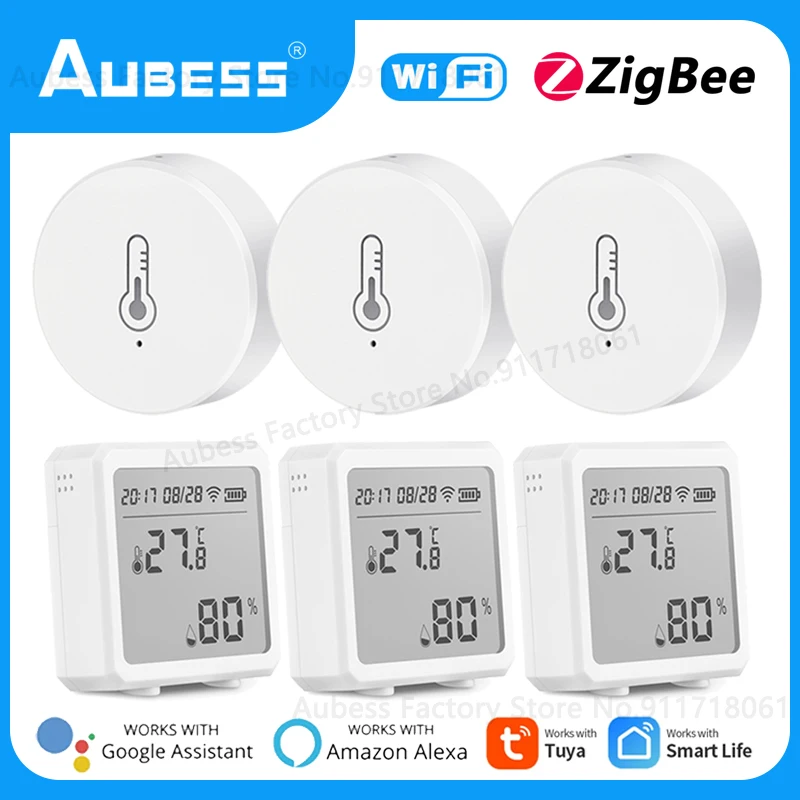 

Aubess Tuya ZigBee/WiFi Temperature Humidity Sensor Indoor Thermometer Via Smart Life App Alexa Google Home Assistant Control