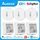 Датчик температуры и влажности Aubess Tuya ZigBeeWi-Fi, комнатный термометр с управлением через приложение Smart Life, Alexa, Google Home