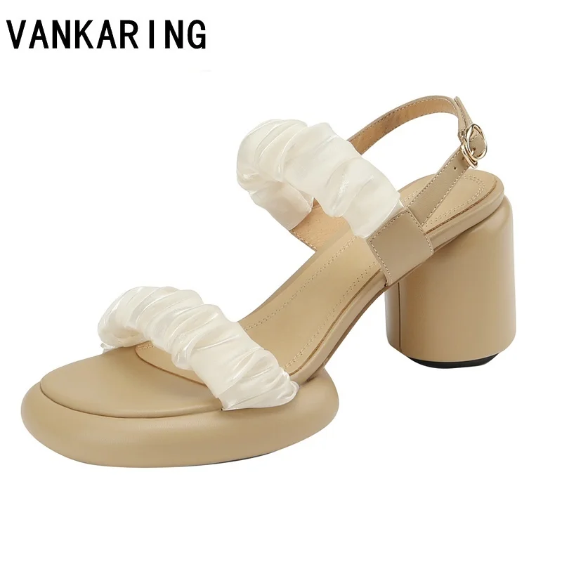 

fashion style open toe casual shoes big size summer sandals apricot beige chunky high heeled leisure wedges sandals satin shoes