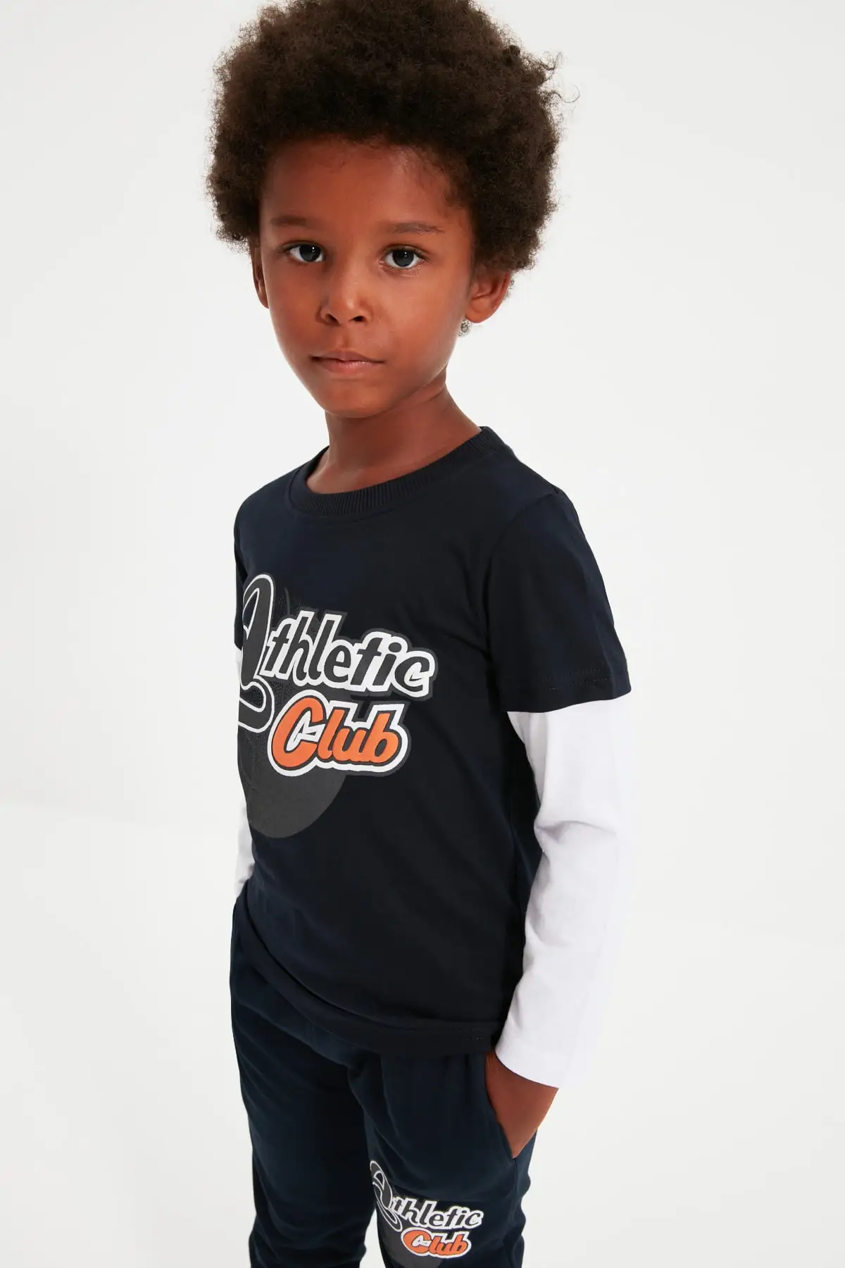 Trendyol Printed Basic Male Child Knitted Slim Tracksuit Set TKDAW22EM0082 | Спорт и развлечения
