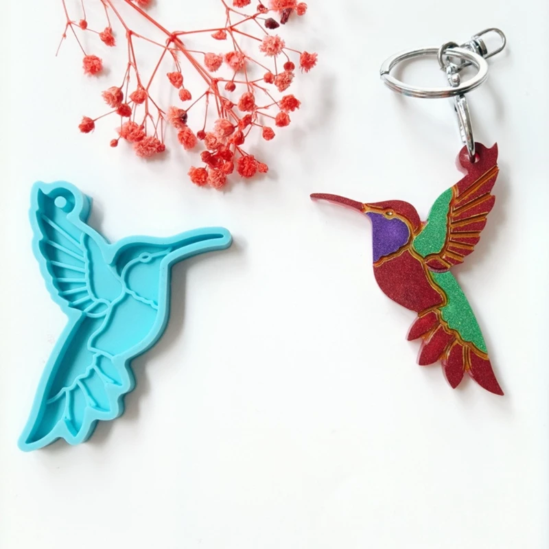 

124A 4 Pcs Hummingbird Eagle Parrot Butterfly Keychain Epoxy Resin Mold Handmade Earrings Pendants Silicone Mould DIY Crafts