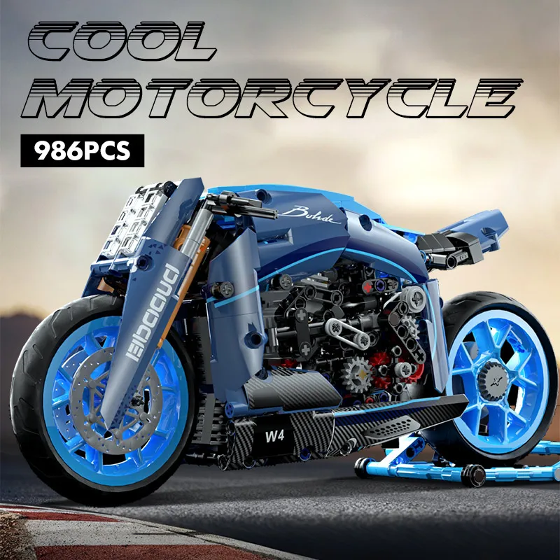 

986pcs City Motorcycle Car Model Building Blocks MOC Racing Motobike Vehicles Bricks Toys for Children Gifts