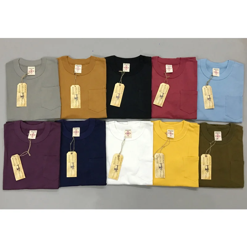 

Мужская винтажная хлопковая футболка с коротким рукавом, с карманами