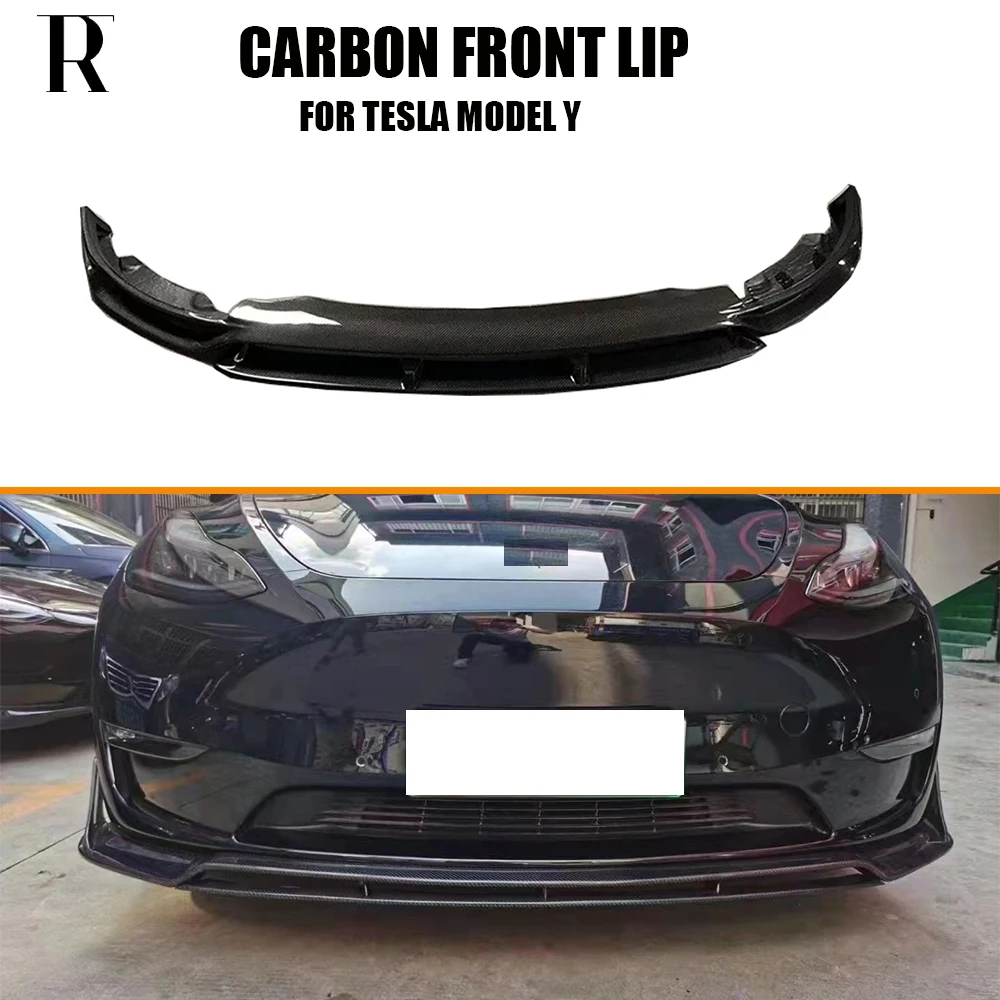 CMST Style Glossy Carbon Fiber Front Bumper Chin Lip For Tesla Model Y Body Kit 2020UP