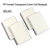 pp frosted transparent cover coil notepad a5b5 horizontal dot matrix square blank notebook planner sketchbook beige paper 160p