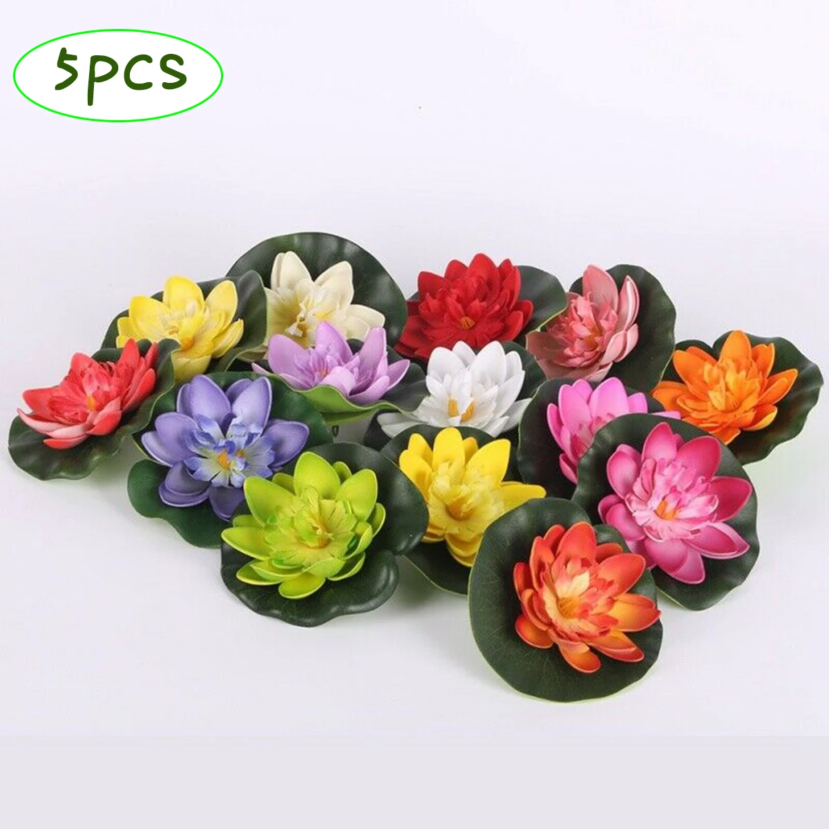 

5PCS Artificial Fake Floating Water Lily Flower Simulated Lotus False Lotus Flower Aquatic Plant Float Pond Pool Decoration