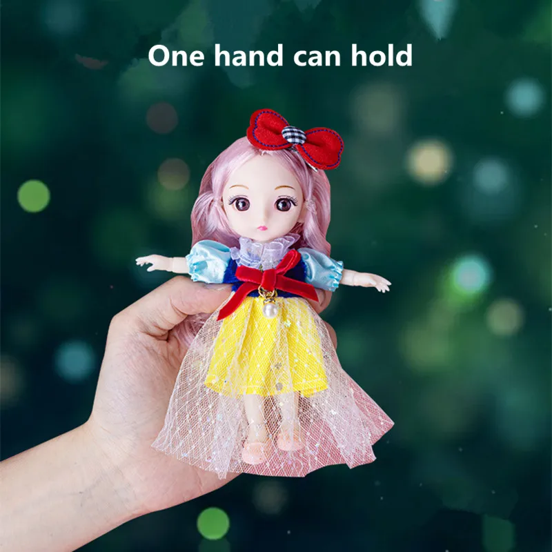 

Мини-Кукла 16 см BJD 13 подвижных суставов для маленьких девочек с объемными большими глазами 1/12, модные куклы DIY из 2 предметов с одеждой для нар...