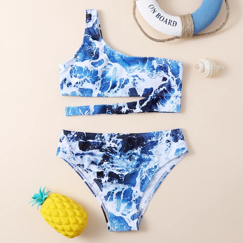 

Купальник для девочек из двух предметов, детский купальник на одно плечо с принтом детская бабочка, купальный костюм для подростков, пляжная одежда 2024