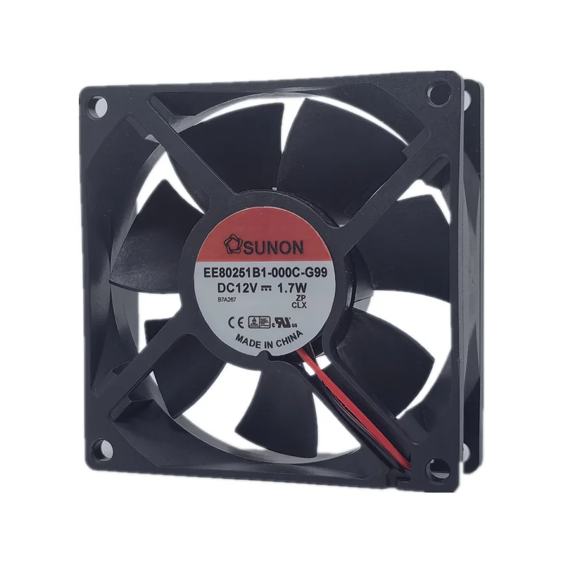 Фото EE80251B1-000C-G99 8025 80мм 8см DC 12В 1.7Вт Бесшумный шариковый бесщеточный вентилятор охлаждения 80X80X25мм №2