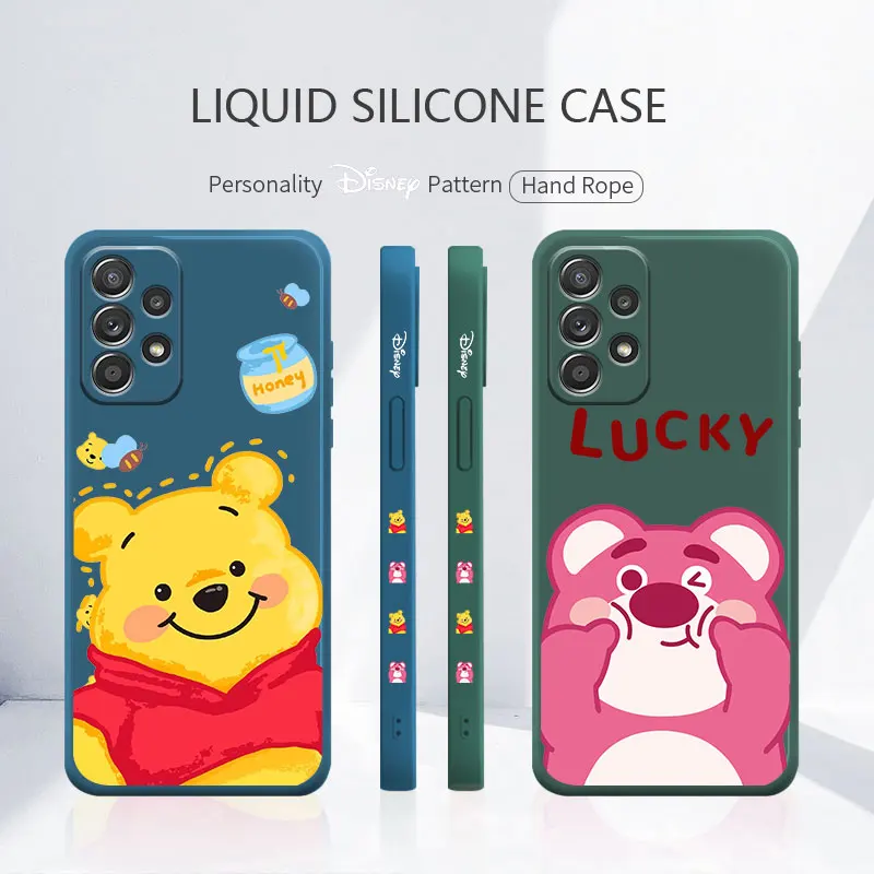 

Disney Lucky Winnie Soft Red Colors Cell Liquid Case for Samsung Galaxy A52 A12 A51 A71 4G 5G A32 A21s A50 A13 A52s A02s A73
