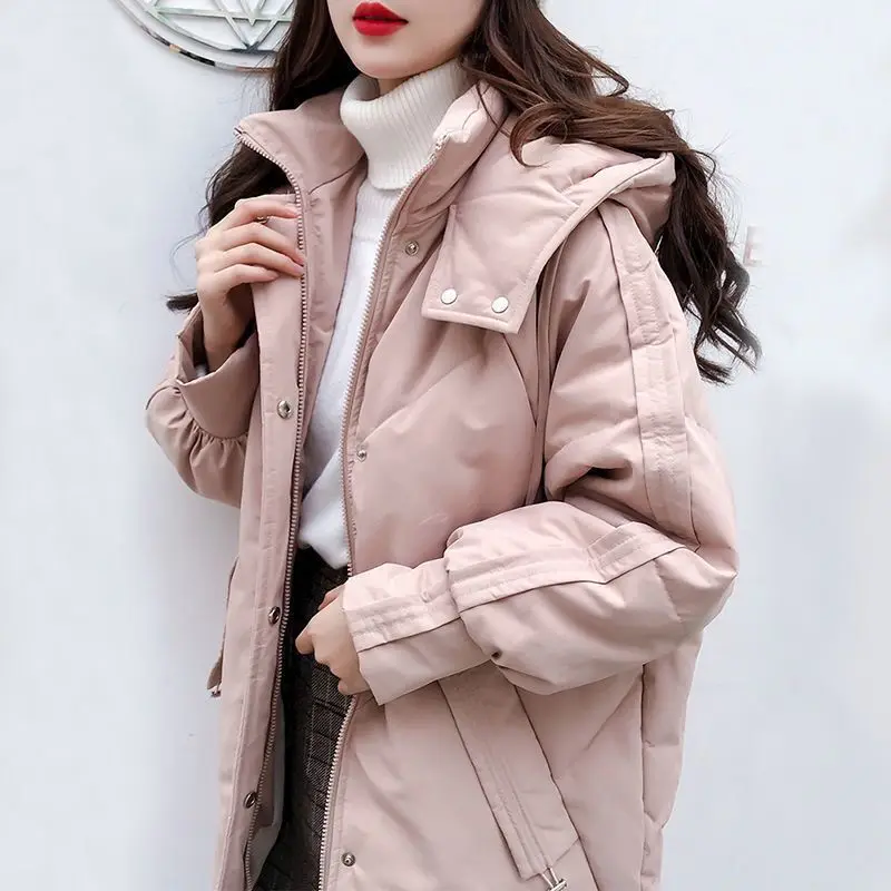 2022 Winter Clothes Women New Fashion Knee Length Cotton Clothes Kpop Loose Thickened Coat