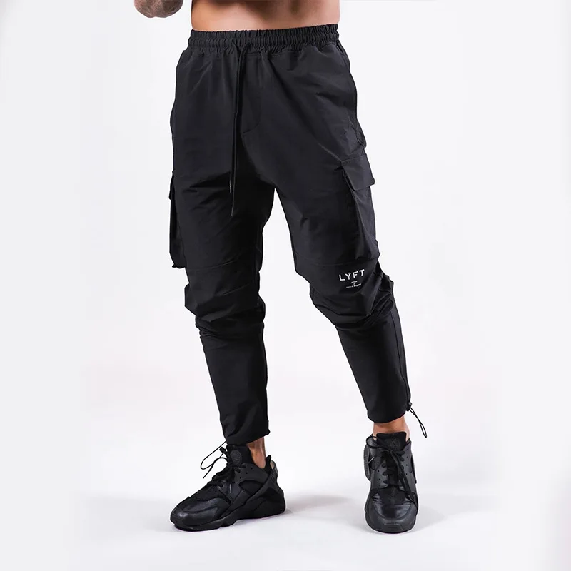 

Spring and Fall men's Sport Pants Fitness Cargo Pants Thin Stretch Leg Bunched Running Training Pants