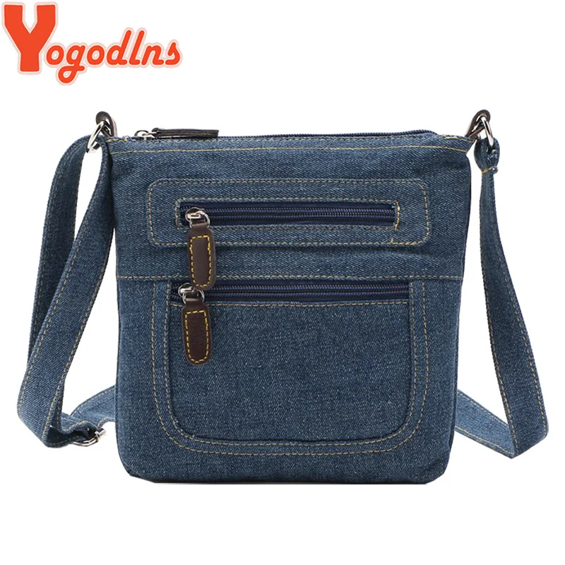

Yogodlns Fashion blue denim shoulder bags women handbag classical messenger bag satchels ladies cross-body sling bag