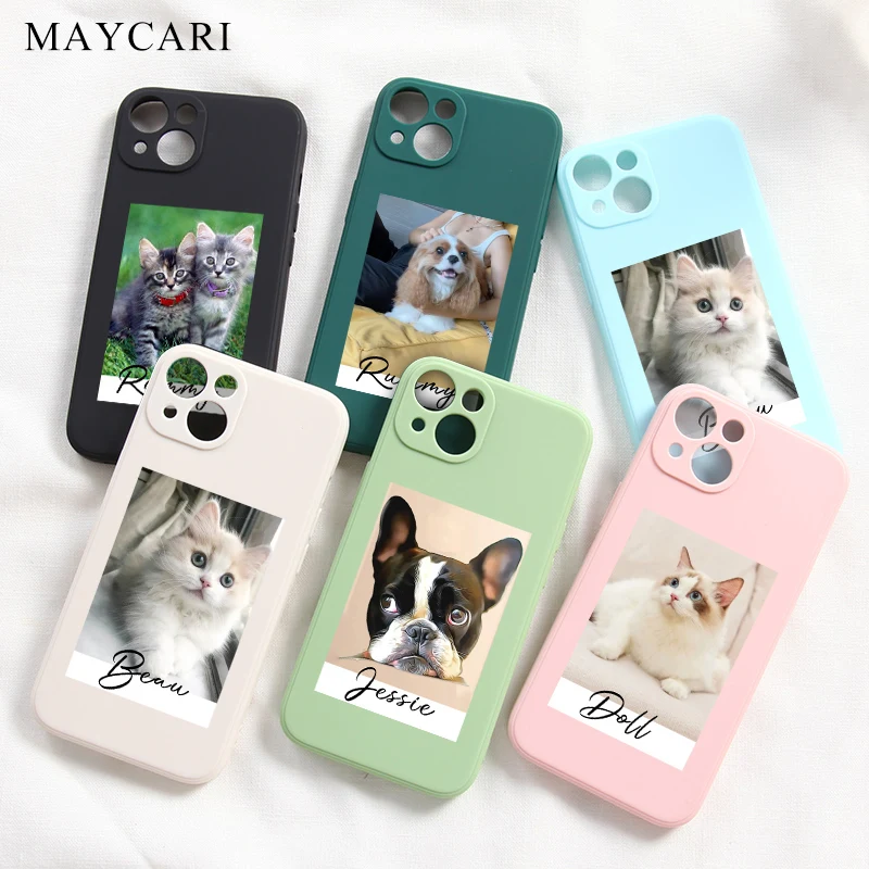 

Customized Personalized Dog Pet Picture Silicone Phone Case for iPhone 13 12 11 Pro Max X XS 7 8 Plus Lens Protection Case Cover