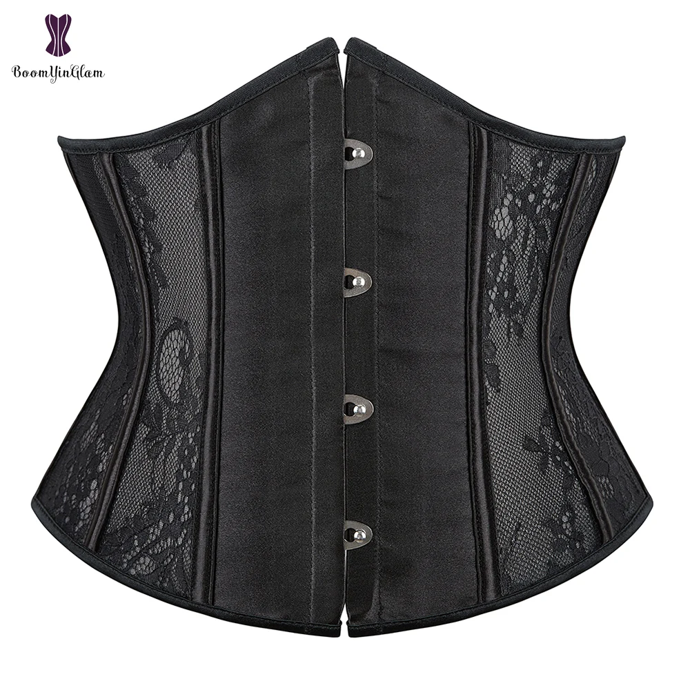 

Gothic Underbust Corset Breathable Floral Hollow Out Bustier Steampunk Body Shaper Basques