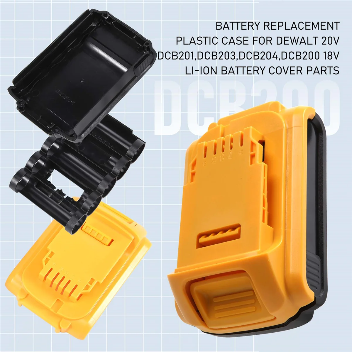 Пластиковый чехол для замены аккумулятора DeWalt 20 В DCB201 DCB203 DCB204 DCB200 18 детали крышки
