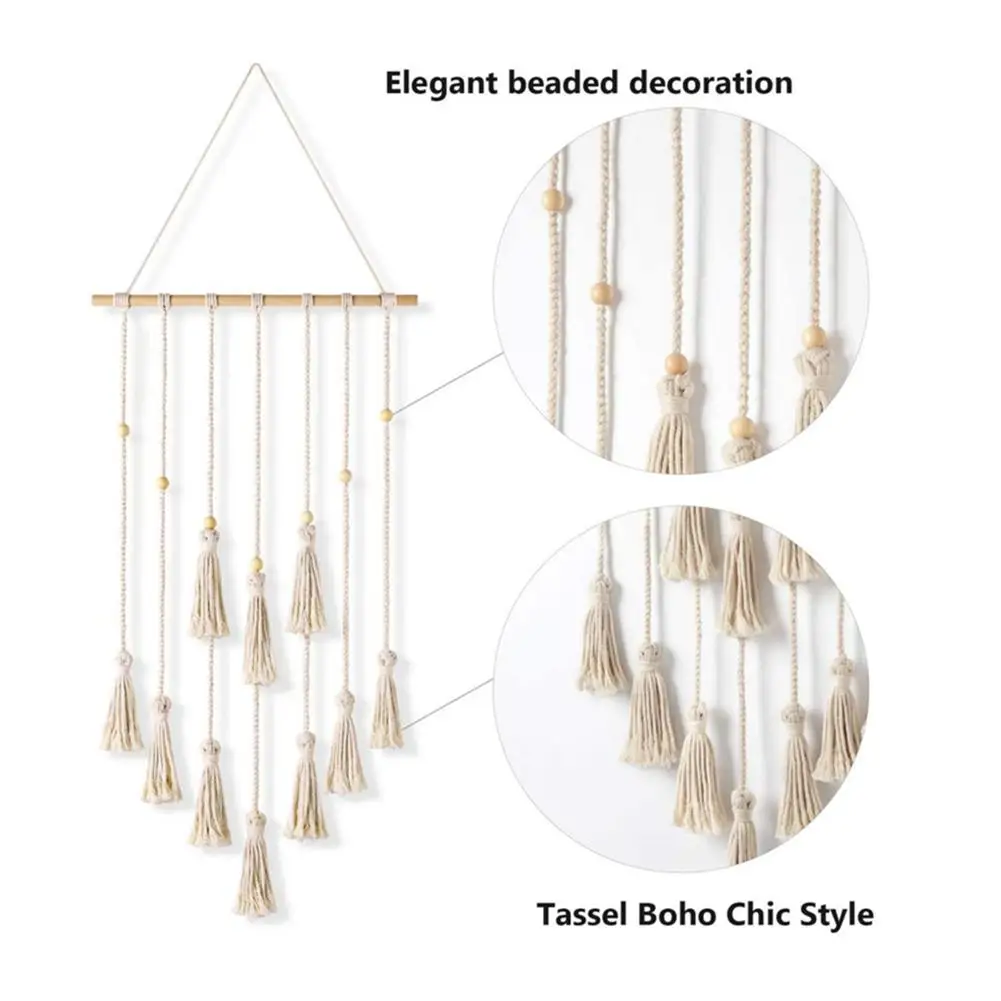 

Hand Woven Cotton Rope Pendant With Wooden Clip Natural Safe Odorless Wall Hanging Decoration