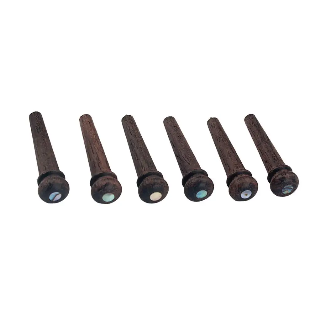 

6pcs Rosewood Guitar Bridge Pins End Pin Set with Shell Dot for Acoustic Guitar Replacement Parts