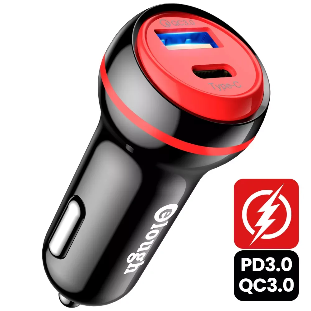 

USB C Car Charger Quick Fast Charing 2 Port 12-24V Cigarette Socket Lighter Car Type C Charger for iPhone 12 11 Power Adapter