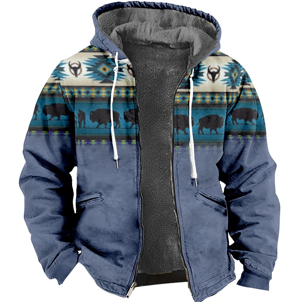 Мужские Зимние флисовые куртки винтажные толстовки с капюшоном и принтом в виде