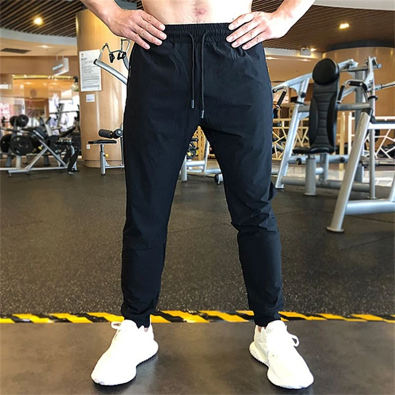 Men's Quick Dry Outdoor Training Sweatpants Bodybuilding Fitness Letter Print Drawstring Casual Trousers Male Running Sportpants