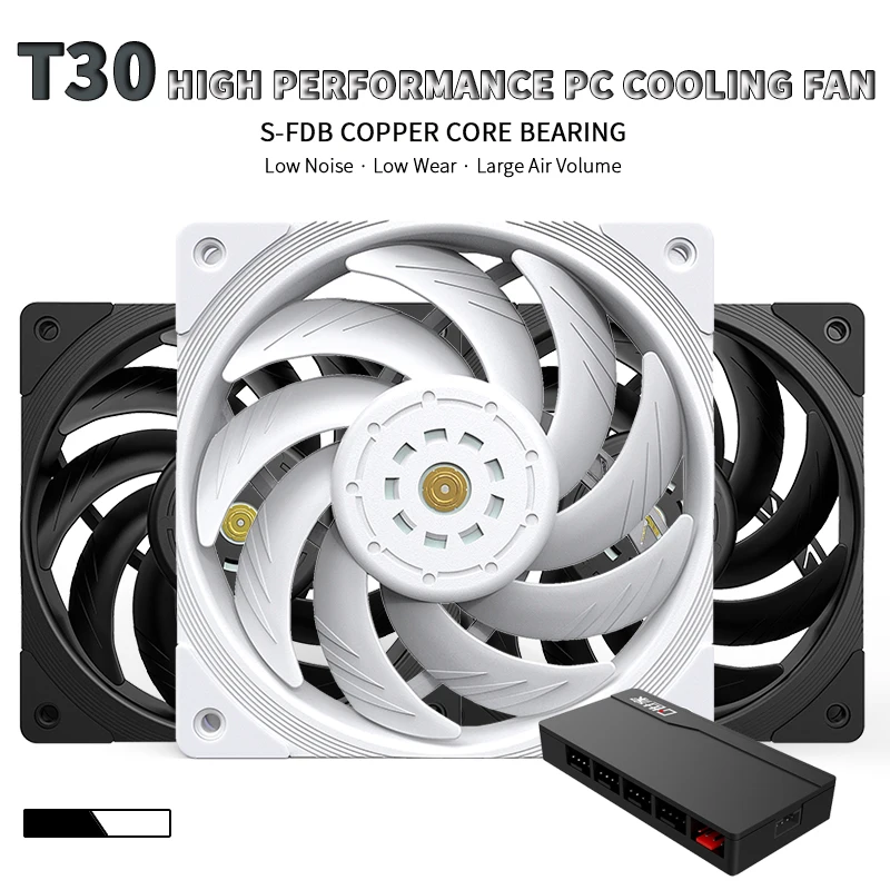 T30 Высокопроизводительный S-FDB 12V 4PIN PWM 2150RPM Бесшумный 12см вентилятор для корпуса