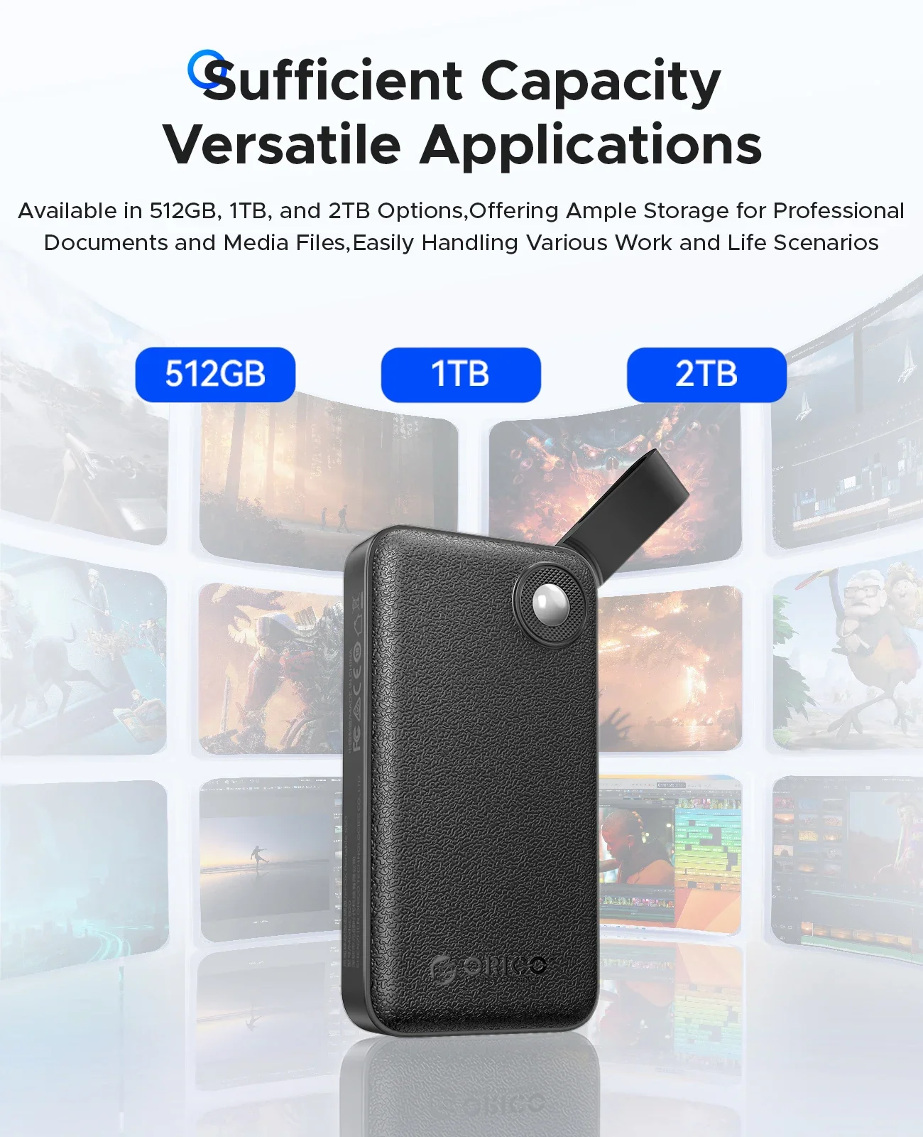 Фото Портативный твердотельный накопитель ORICO 2 ТБ до 2000 МБ/с USB 3.2 Gen 2x2 Ultra-Mini Compact с кабелем USB C 2 в 1, внешний твердотельный накопитель №4