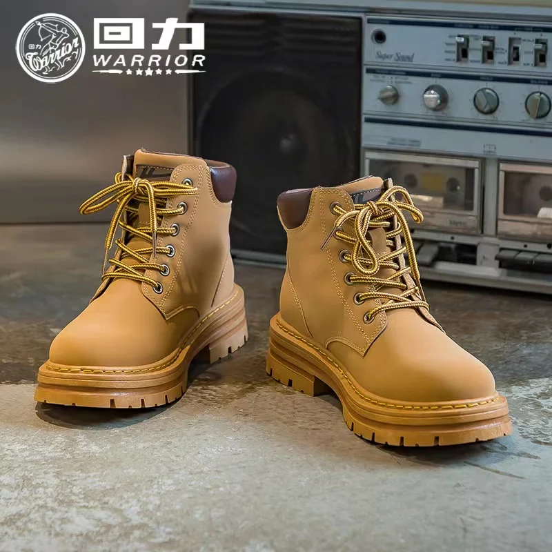 Warrior Women's Boots Trend 2023 Classic American Vintage High-tops Shoes For Women Martin Boots Pu Rubber Work Sneakers