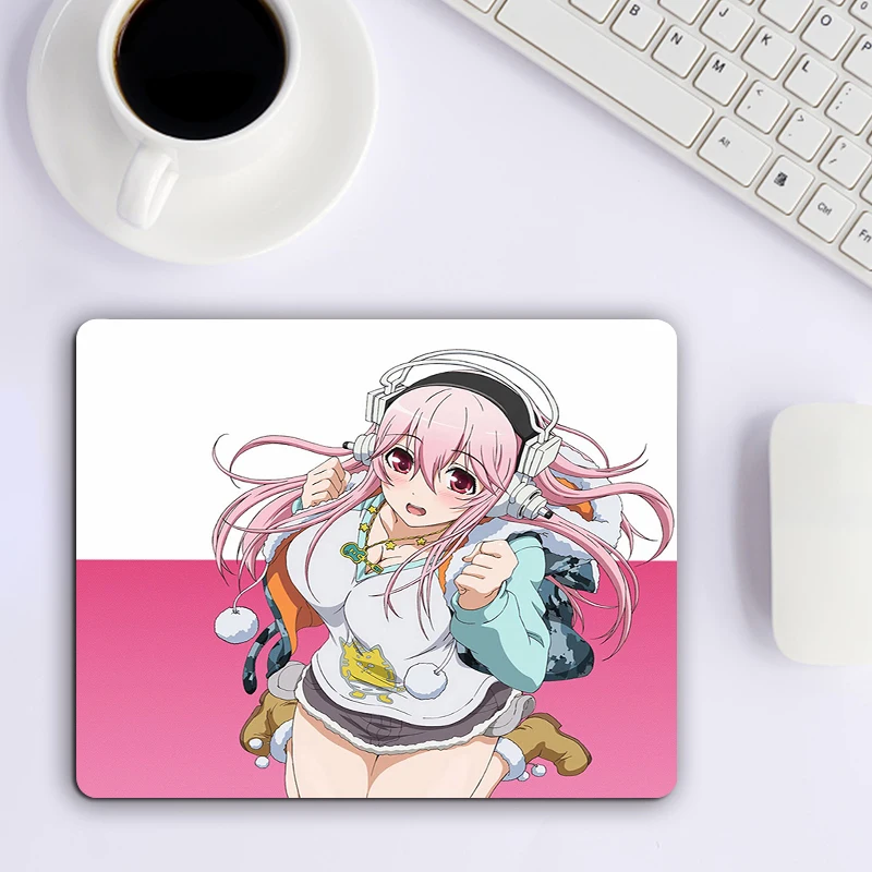 

Anime Super Sonico Pink Small Mousepad Kawaii Girl Keyboard Office Rubber Game Playmat Laptop Antiskid Soft Cartoon Desktop Mat