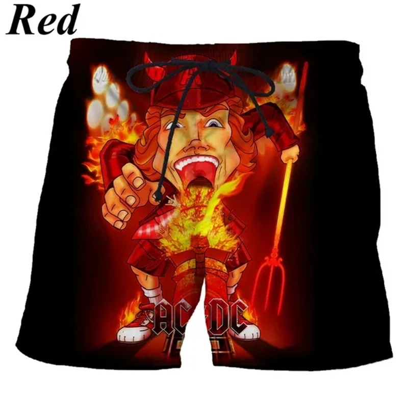 

Шорты мужские пляжные с 3D-принтом ACDC, модные штаны в стиле рок, повседневные индивидуальные плавки в стиле хип-хоп, лето