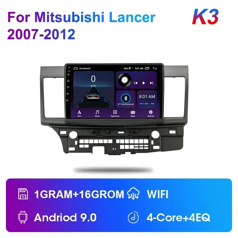 

JMCQ 2 Din Android 12 Автомобильный радиоприемник Мультимедийный видеоплеер для Mitsubishi Lancer 2 2007-2012 Навигация GPS RDS 4G + WIFI Carplay