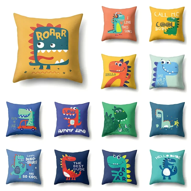 Детская наволочка с принтом динозавра